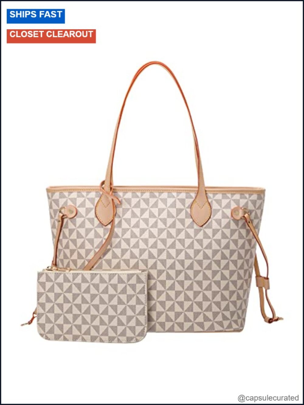 2pc Women's Designer Satchel Handbag Set with Clutch Wallet Top Handle Shoulder